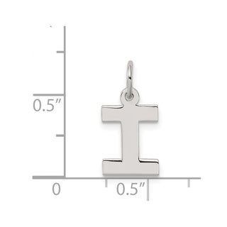 Sterling Silver Rhodium-plated Small Block Initial I Charm