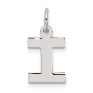 Sterling Silver Rhodium-plated Small Block Initial I Charm