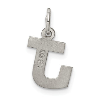 Sterling Silver Rhodium-plated Small Block Initial J Charm
