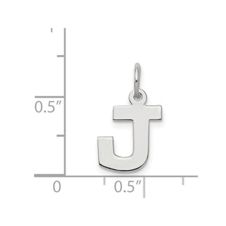 Sterling Silver Rhodium-plated Small Block Initial J Charm