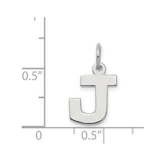 Sterling Silver Rhodium-plated Small Block Initial J Charm