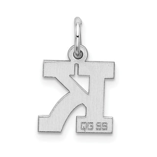 Sterling Silver Rhodium-plated Small Block Initial K Charm