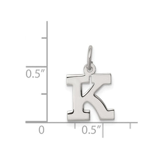 Sterling Silver Rhodium-plated Small Block Initial K Charm