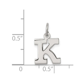 Sterling Silver Rhodium-plated Small Block Initial K Charm