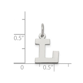 Sterling Silver Rhodium-plated Small Block Initial L Charm