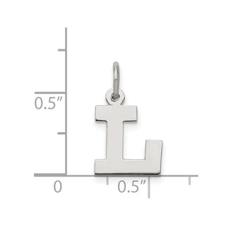 Sterling Silver Rhodium-plated Small Block Initial L Charm