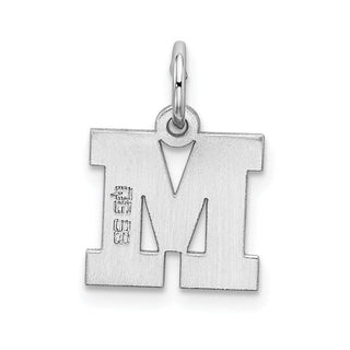Sterling Silver Rhodium-plated Small Block Initial M Charm