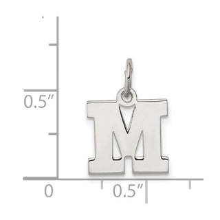 Sterling Silver Rhodium-plated Small Block Initial M Charm