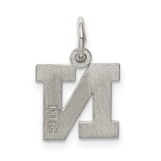 Sterling Silver Rhodium-plated Small Block Initial N Charm