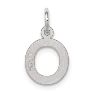 Sterling Silver Rhodium-plated Small Block Initial O Charm