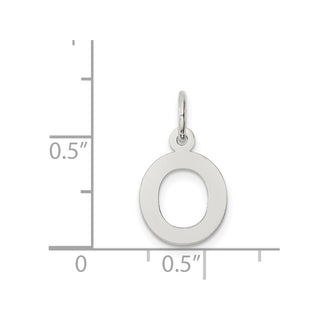Sterling Silver Rhodium-plated Small Block Initial O Charm