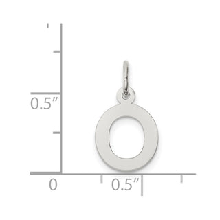 Sterling Silver Rhodium-plated Small Block Initial O Charm