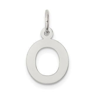 Sterling Silver Rhodium-plated Small Block Initial O Charm