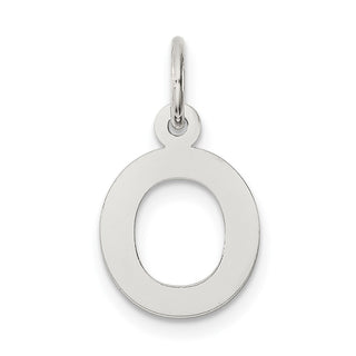 Sterling Silver Rhodium-plated Small Block Initial O Charm