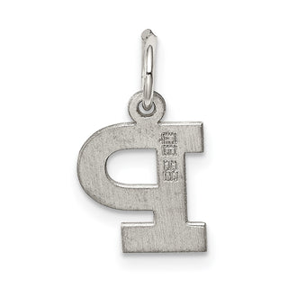 Sterling Silver Rhodium-plated Small Block Initial P Charm