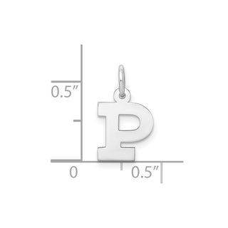 Sterling Silver Rhodium-plated Small Block Initial P Charm