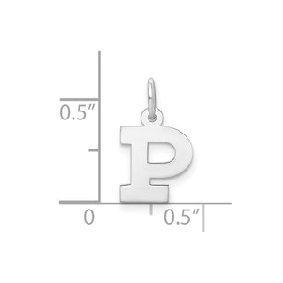 Sterling Silver Rhodium-plated Small Block Initial P Charm