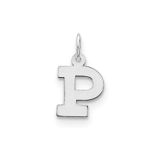 Sterling Silver Rhodium-plated Small Block Initial P Charm