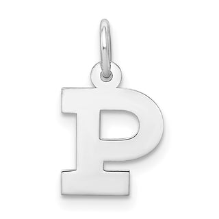 Sterling Silver Rhodium-plated Small Block Initial P Charm