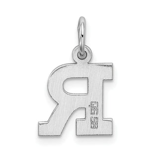 Sterling Silver Rhodium-plated Small Block Initial R Charm