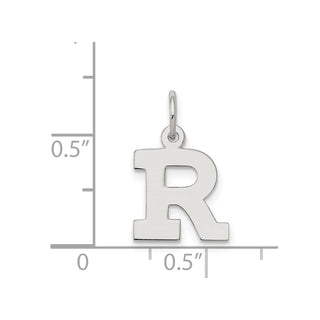 Sterling Silver Rhodium-plated Small Block Initial R Charm