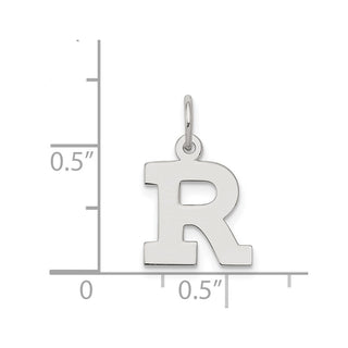 Sterling Silver Rhodium-plated Small Block Initial R Charm