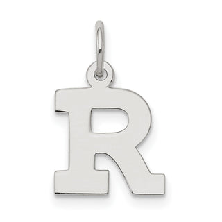 Sterling Silver Rhodium-plated Small Block Initial R Charm