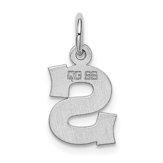 Sterling Silver Rhodium-plated Small Block Initial S Charm