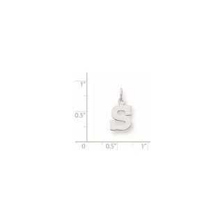 Sterling Silver Rhodium-plated Small Block Initial S Charm