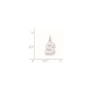 Sterling Silver Rhodium-plated Small Block Initial S Charm