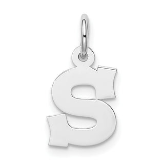 Sterling Silver Rhodium-plated Small Block Initial S Charm