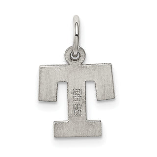 Sterling Silver Rhodium-plated Small Block Initial T Charm