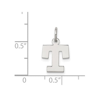 Sterling Silver Rhodium-plated Small Block Initial T Charm