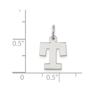 Sterling Silver Rhodium-plated Small Block Initial T Charm
