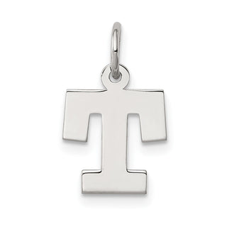 Sterling Silver Rhodium-plated Small Block Initial T Charm