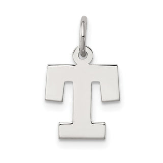 Sterling Silver Rhodium-plated Small Block Initial T Charm