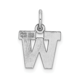 Sterling Silver Rhodium-plated Small Block Initial W Charm