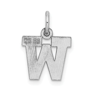 Sterling Silver Rhodium-plated Small Block Initial W Charm