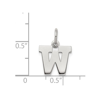 Sterling Silver Rhodium-plated Small Block Initial W Charm
