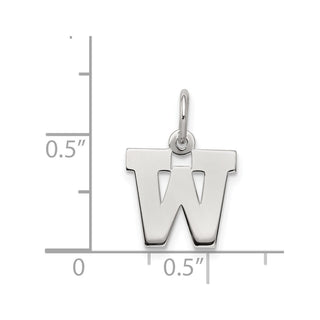 Sterling Silver Rhodium-plated Small Block Initial W Charm