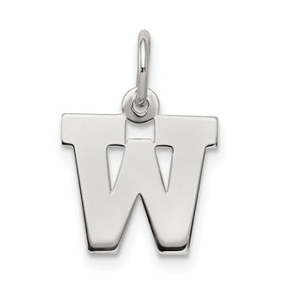 Sterling Silver Rhodium-plated Small Block Initial W Charm
