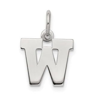 Sterling Silver Rhodium-plated Small Block Initial W Charm