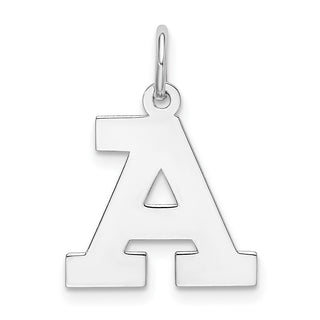Sterling Silver Rhodium-plated Medium Block Initial A Charm QC5095A