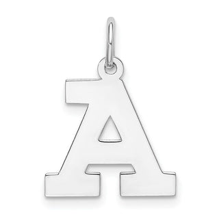 Sterling Silver Rhodium-plated Medium Block Initial A Charm QC5095A