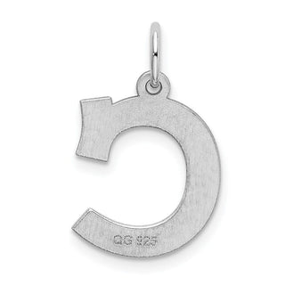 Sterling Silver Rhodium-plated Medium Block Initial C Charm QC5095C
