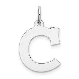Sterling Silver Rhodium-plated Medium Block Initial C Charm QC5095C