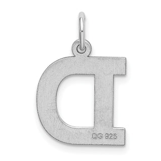Sterling Silver Rhodium-plated Medium Block Initial D Charm QC5095D