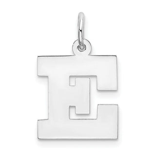 Sterling Silver Rhodium-plated Medium Block Initial E Charm QC5095E