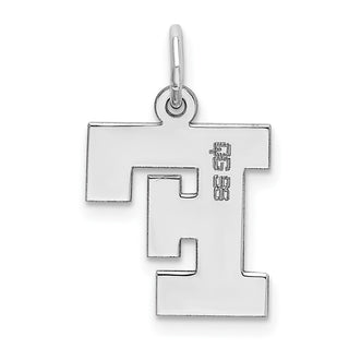 Sterling Silver Rhodium-plated Medium Block Initial F Charm QC5095F
