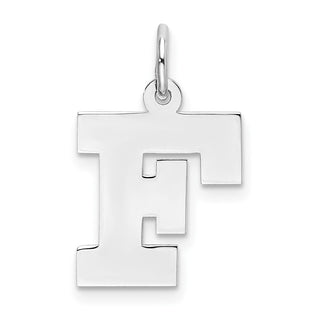 Sterling Silver Rhodium-plated Medium Block Initial F Charm QC5095F